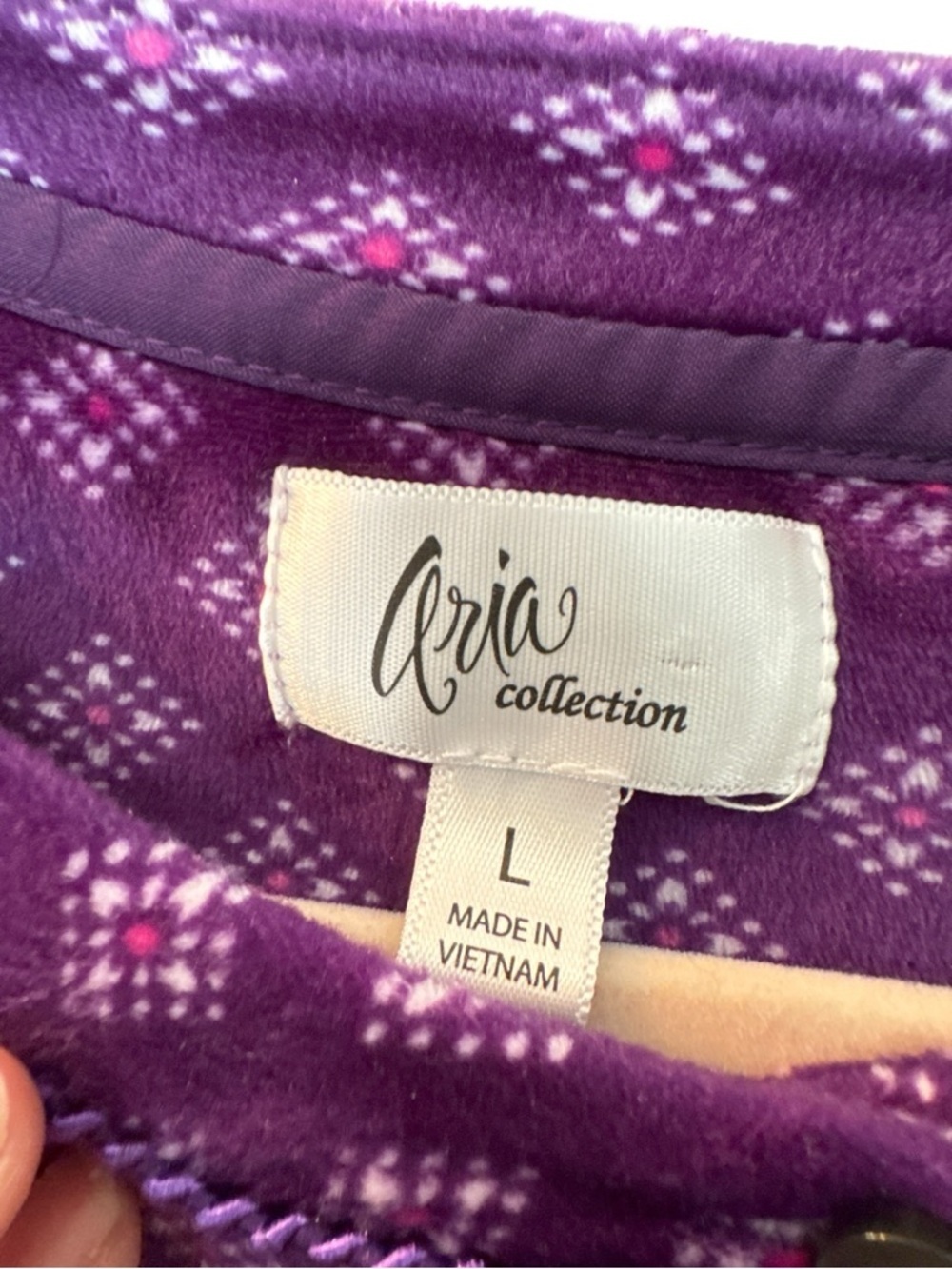 Aria Collection Night Gown Size Large Purple Soft Velour Cottage Grandma - Picture 2 of 8